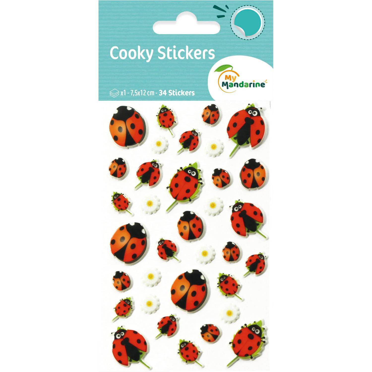 Maildor 10x Cooky, 1 Stickerbogen 7,5x12cm, Marienkäfer - Mehrfarbig 560358C