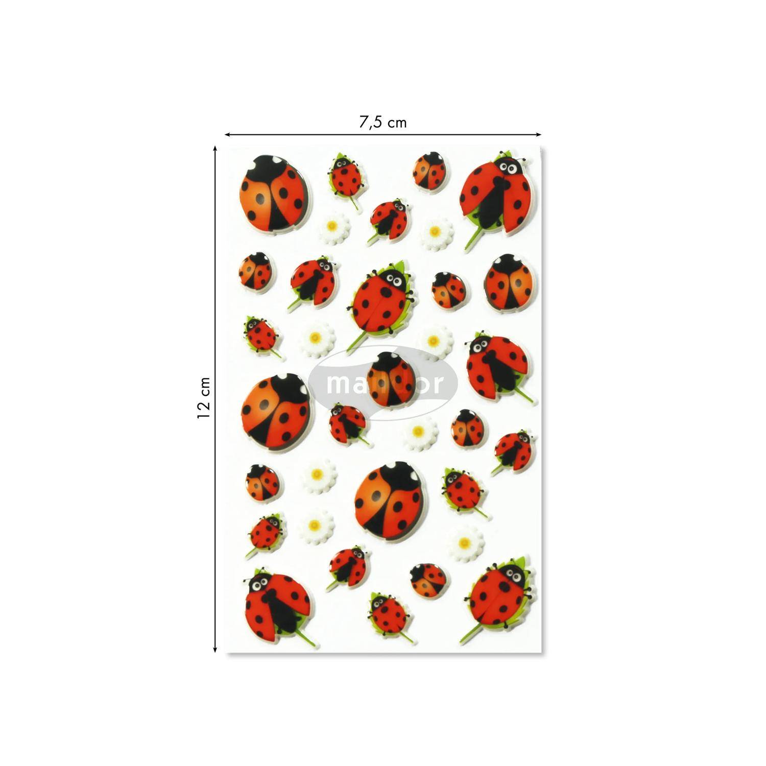 Maildor 10x Cooky, 1 Stickerbogen 7,5x12cm, Marienkäfer - Mehrfarbig 560358C