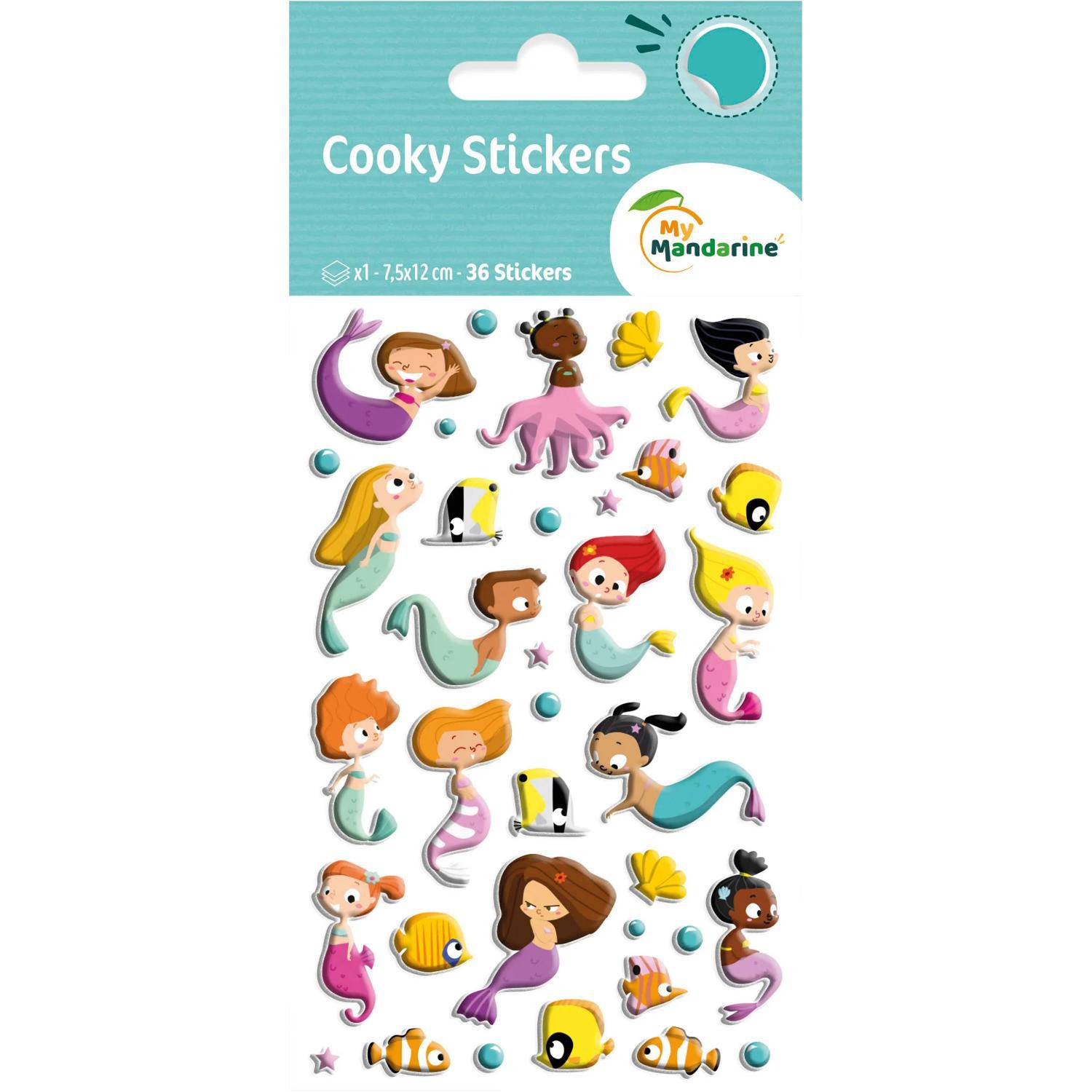 Maildor 10x Cooky, 1 Stickerbogen 7,5x12cm, Meerjungfrauen - Mehrfarbig CY104C