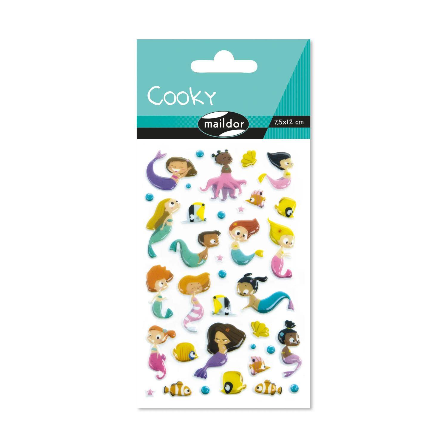Maildor 10x Cooky, 1 Stickerbogen 7,5x12cm, Meerjungfrauen - Mehrfarbig CY104C
