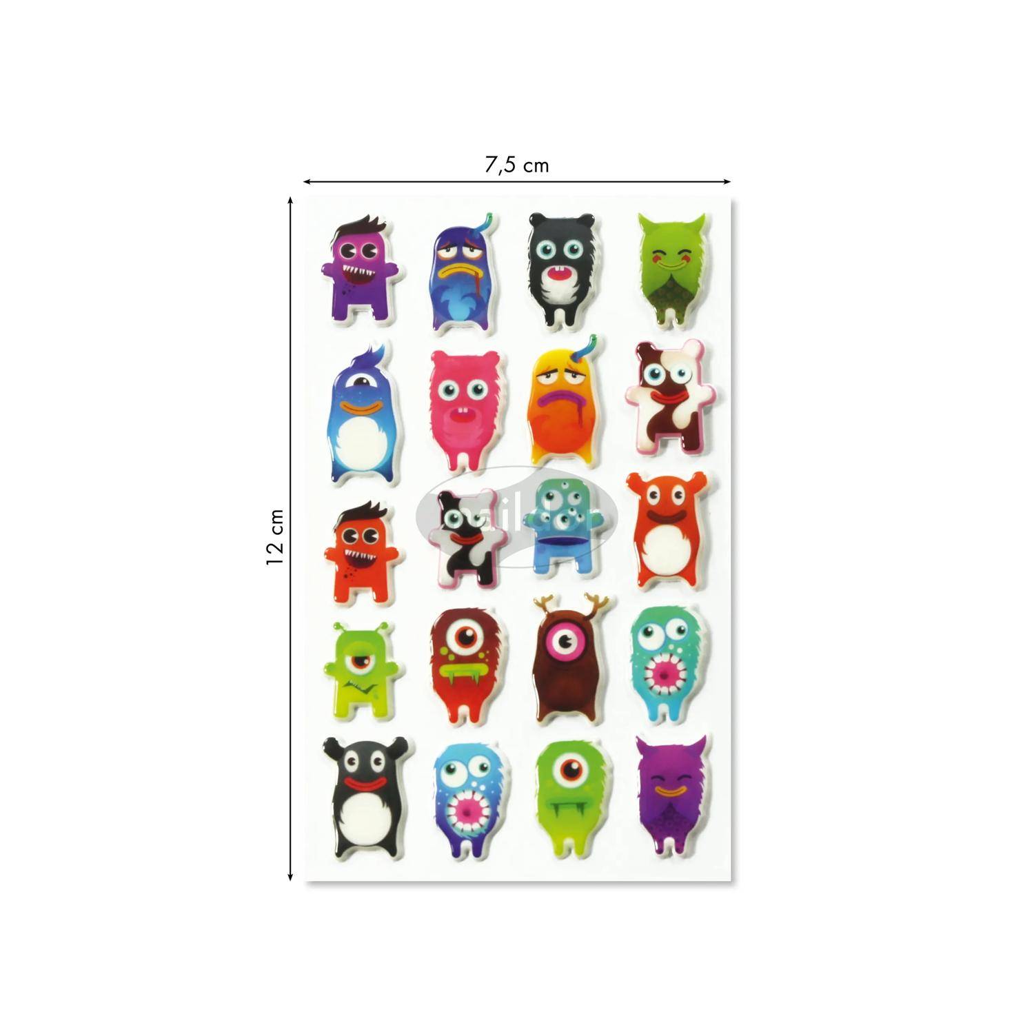 Maildor 10x Cooky, 1 Stickerbogen 7,5x12cm, Monster - Mehrfarbig 560412C