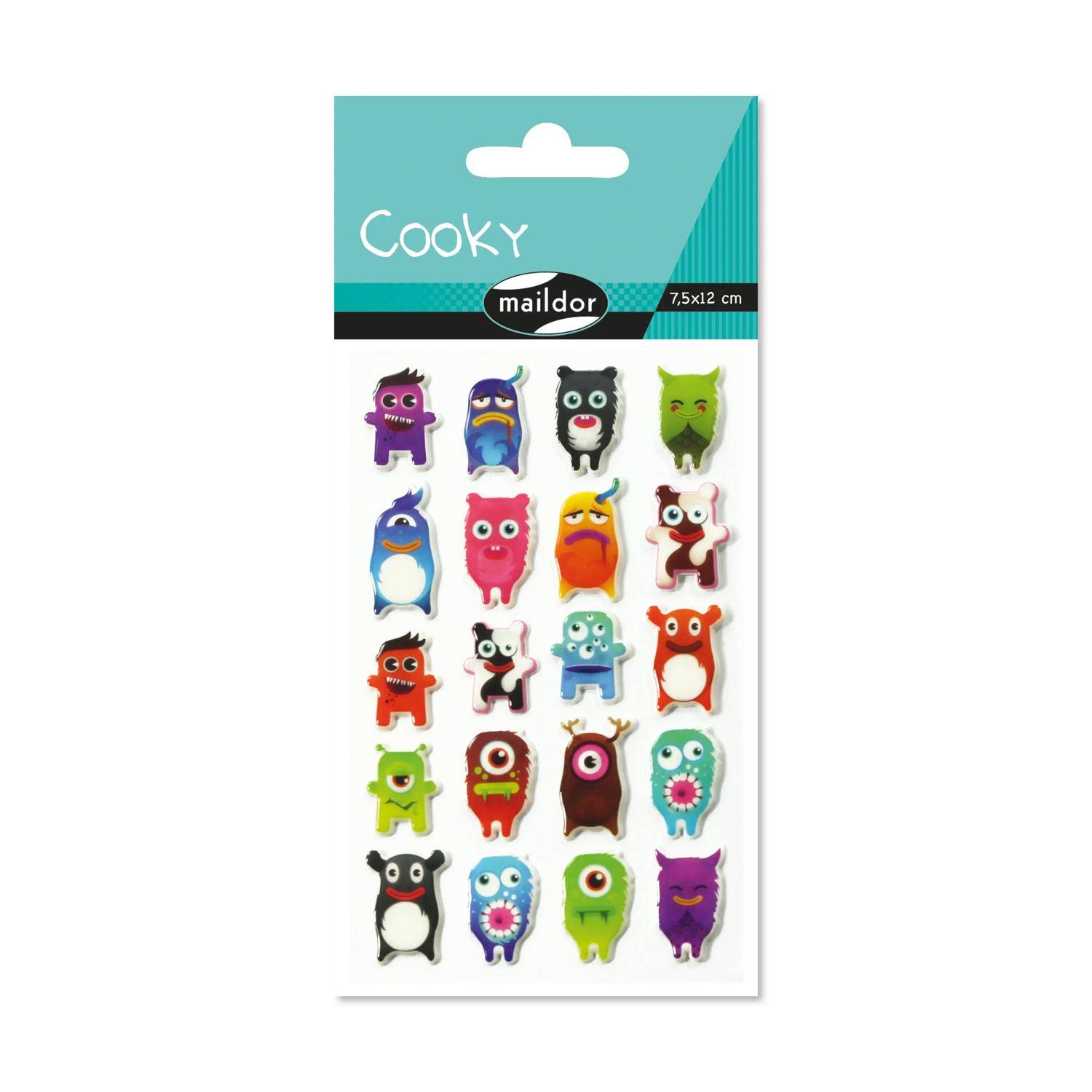 Maildor 10x Cooky, 1 Stickerbogen 7,5x12cm, Monster - Mehrfarbig 560412C