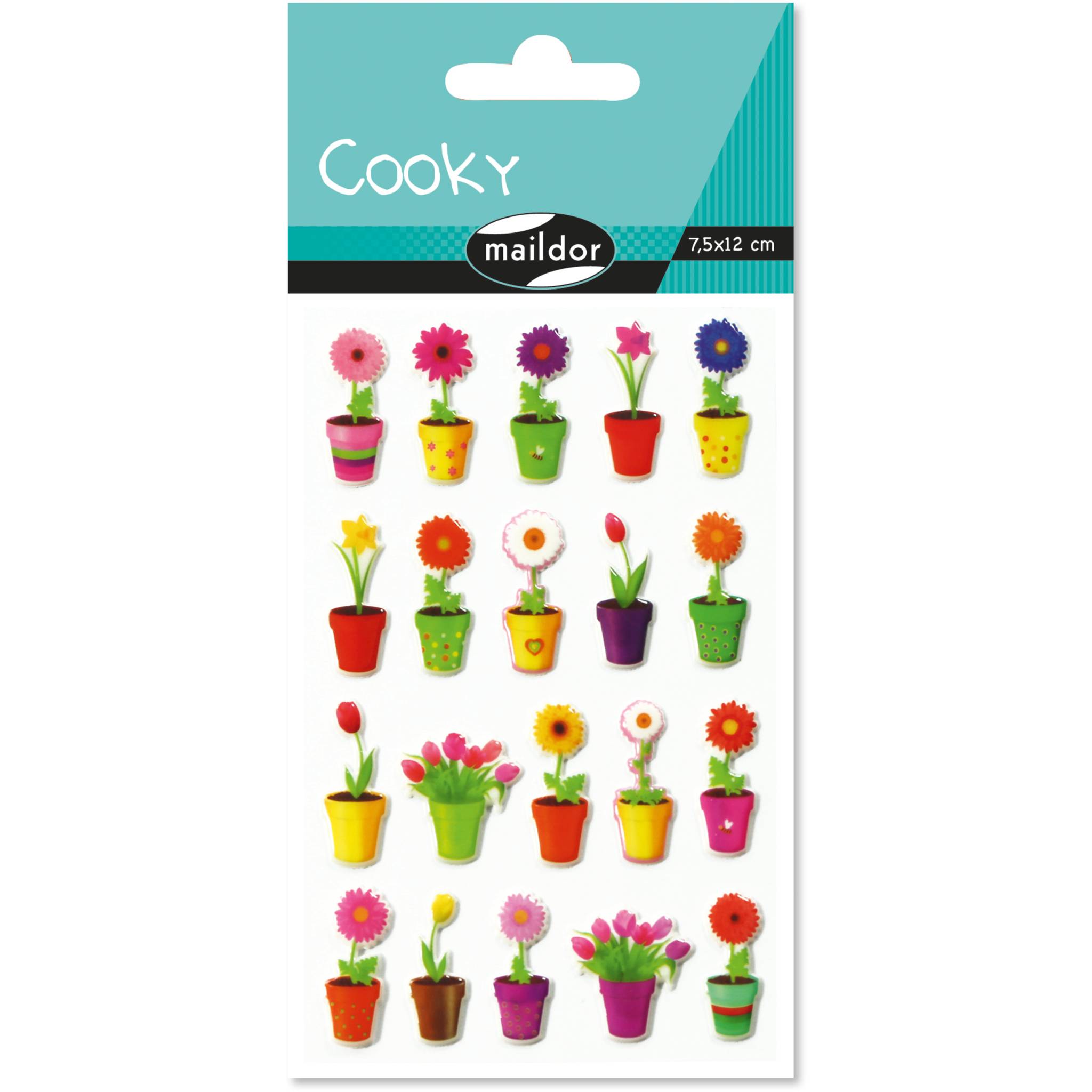 Maildor 10x Cooky, 1 Stickerbogen 7,5x12cm, Blumen - Mehrfarbig 560415C