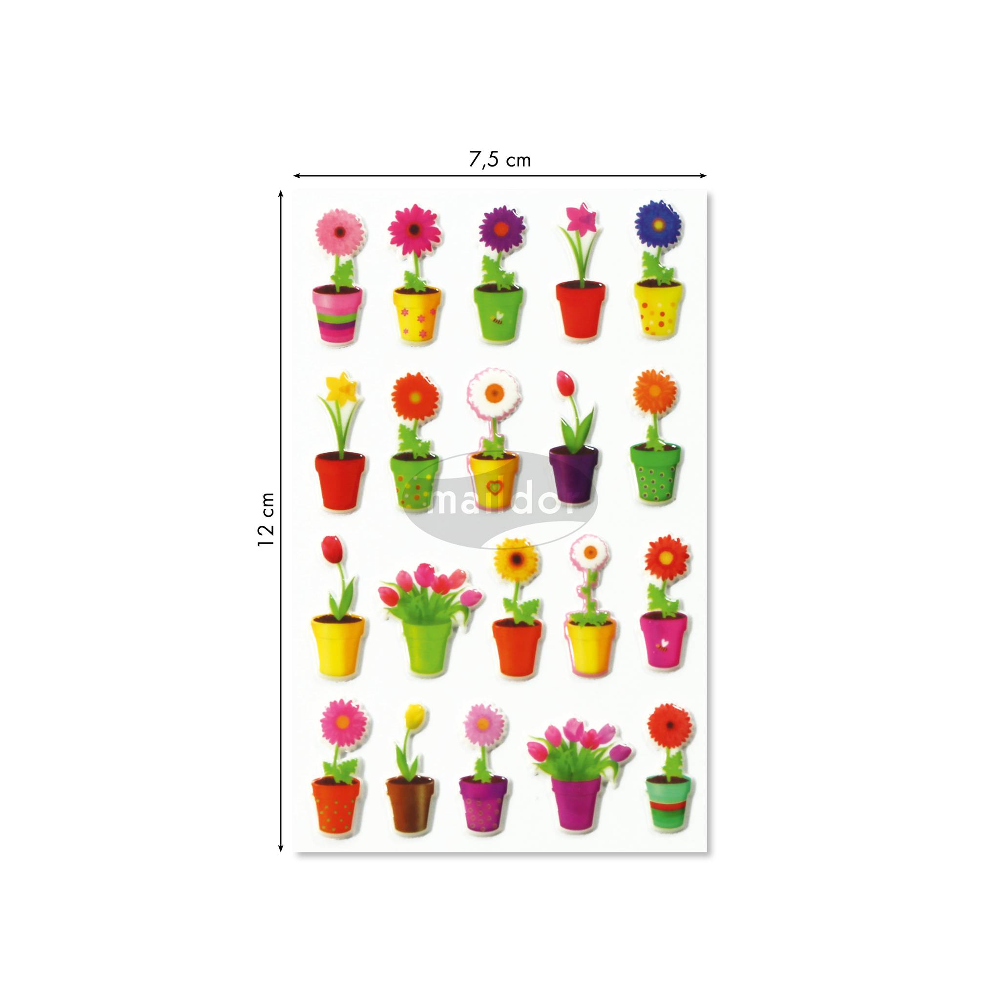 Maildor 10x Cooky, 1 Stickerbogen 7,5x12cm, Blumen - Mehrfarbig 560415C