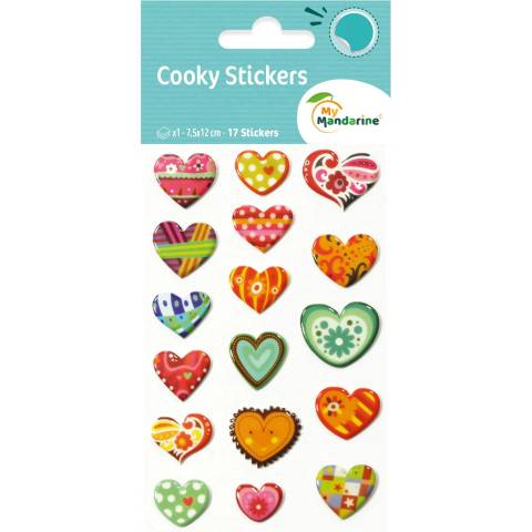 Maildor 10x Cooky, 1 Stickerbogen 7,5x12cm, Herzen - Mehrfarbig 560404C