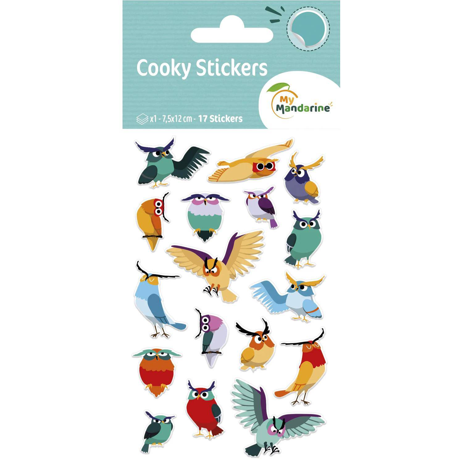 Maildor 10x Cooky, 1 Stickerbogen 7,5x12cm, Eulen - Mehrfarbig 560407C