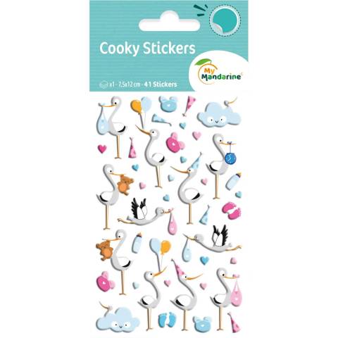 Maildor 10x Cooky, 1 Stickerbogen 7,5x12cm, Geburt - Mehrfarbig CY108C