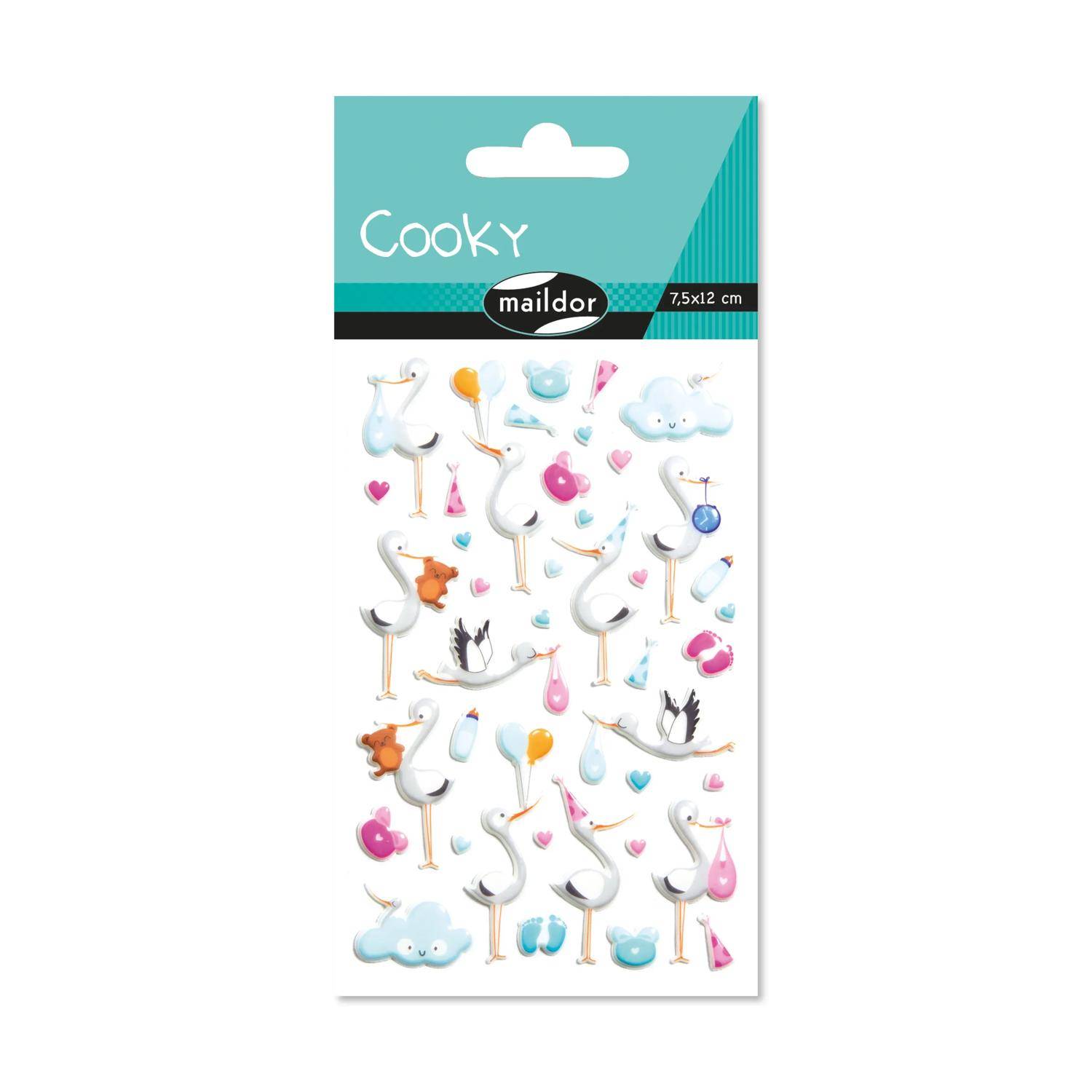 Maildor 10x Cooky, 1 Stickerbogen 7,5x12cm, Geburt - Mehrfarbig CY108C