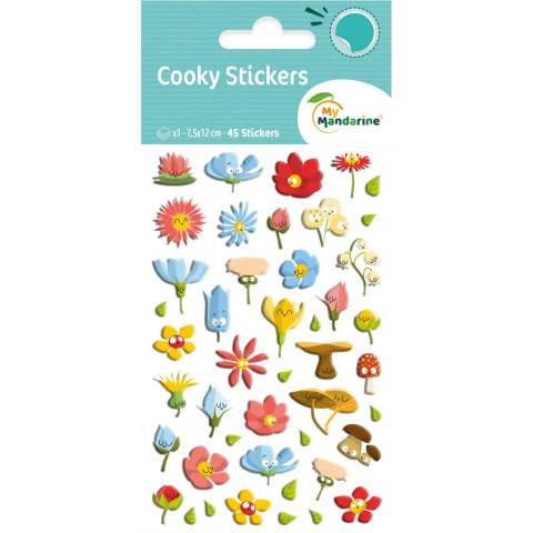 Maildor 10x Cooky, 1 Stickerbogen 7,5x12cm, Blumen - Mehrfarbig CY109C