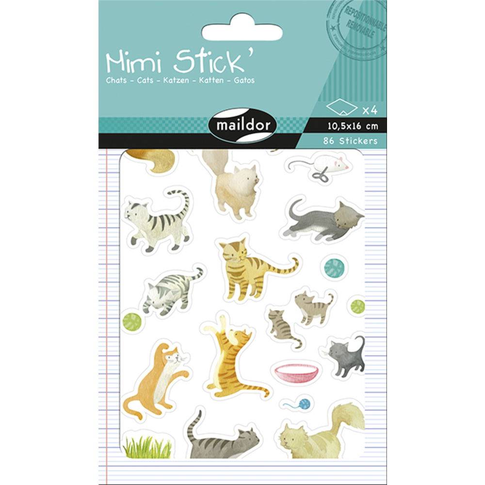 Maildor 10x Mimi Stick', 4 Stickerbogen 10,5x16cm, Katzen - Mehrfarbig AE018O