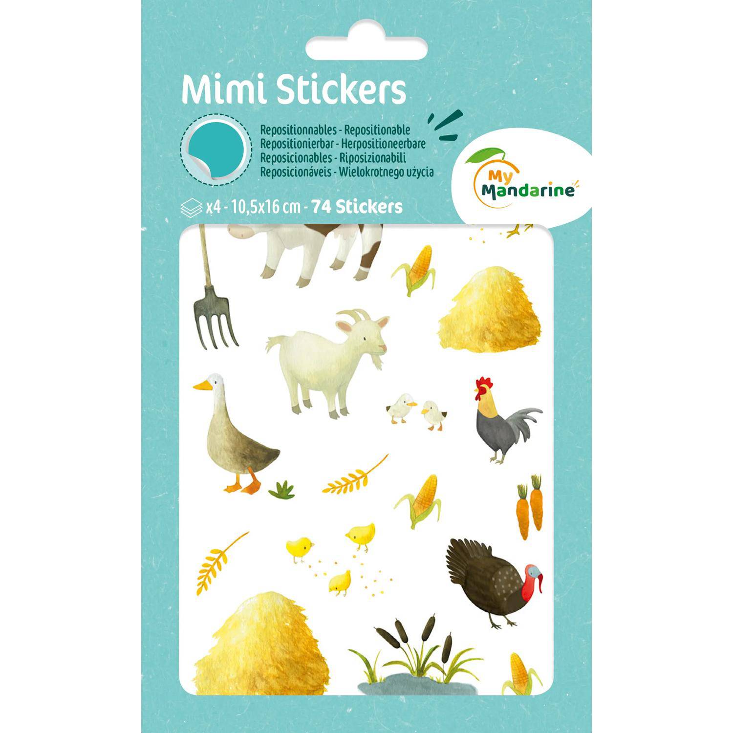 Maildor 10x Mimi Stick', 4 Stickerbogen 10,5x16cm, Bauernhof - Mehrfarbig AE020O