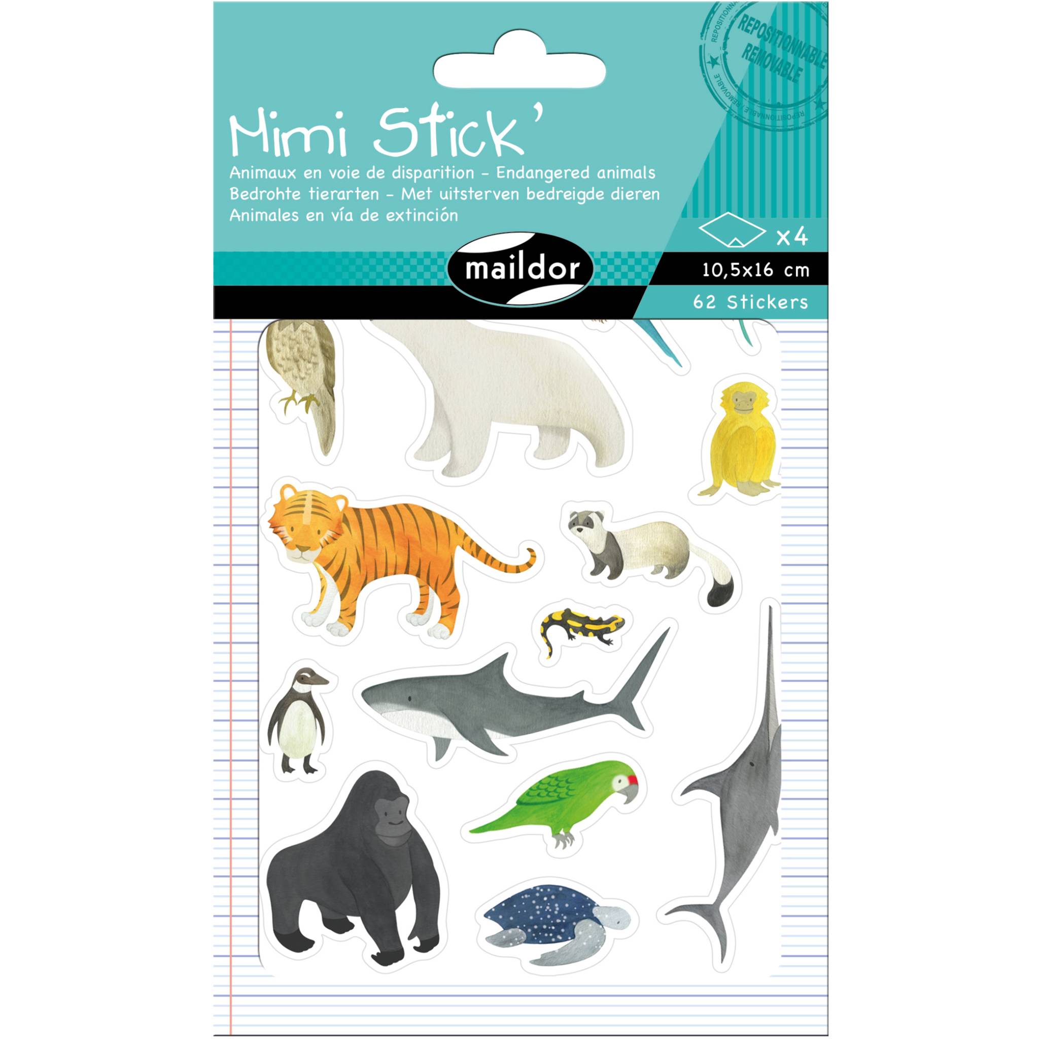 Maildor 10x Sticker Mimi Stick' Pack. 4 Bogen 10,5x16 cm - Mehrfarbig AE021O