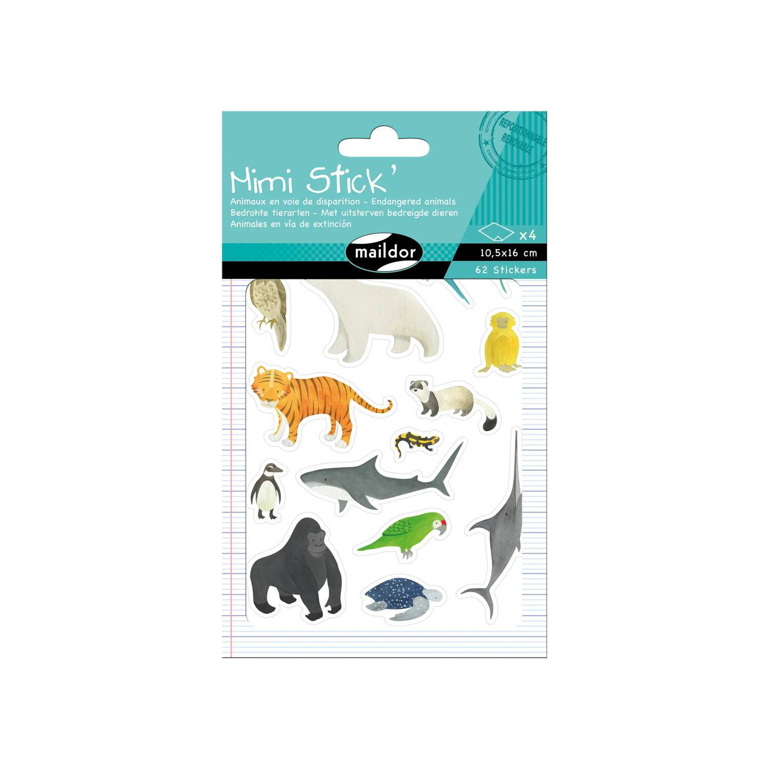 Maildor 10x Sticker Mimi Stick' Pack. 4 Bogen 10,5x16 cm - Mehrfarbig AE021O