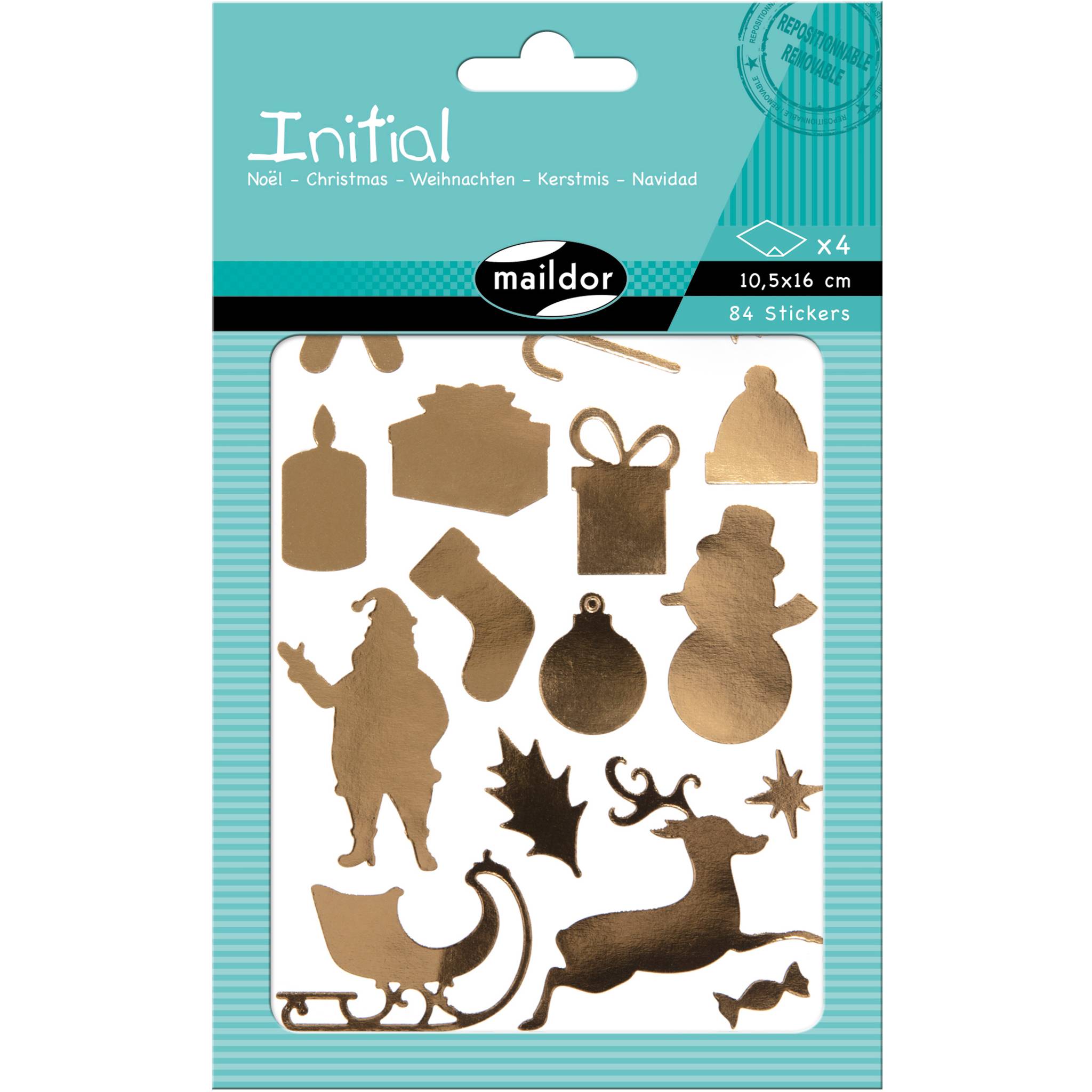 Maildor 10x Initial, 4 Bogen 10,5x16cm, gold/silber - Sortierung AE029O