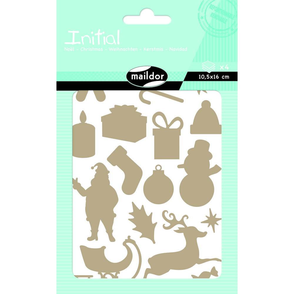 Maildor 10x Initial, 4 Bogen 10,5x16cm, gold/silber - Sortierung AE029O