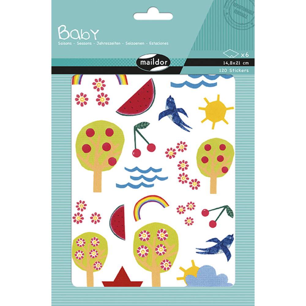 Maildor 10x Baby, 6 Stickerbogen 14,8x21cm, Jahreszeiten - Mehrfarbig AE034O
