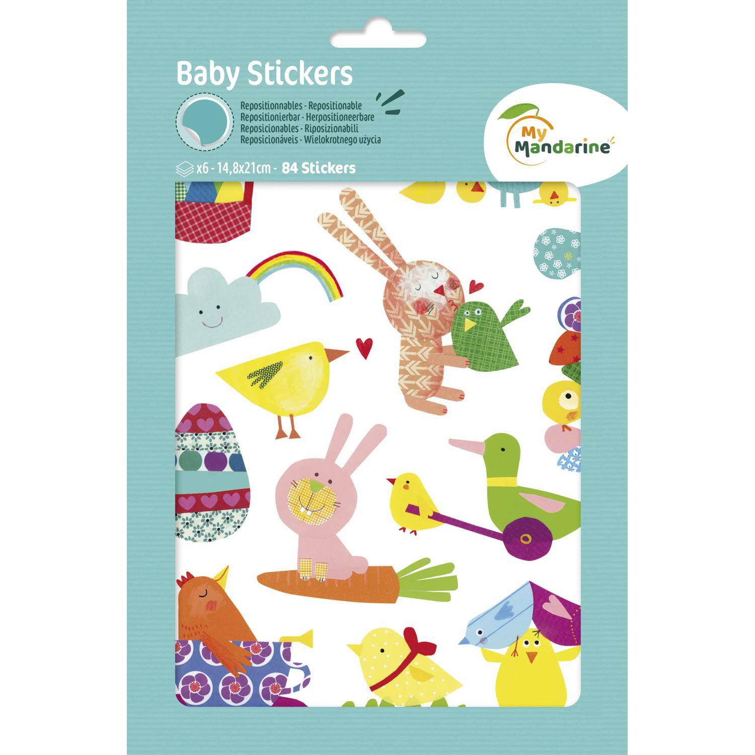 Maildor 10x Baby, 6 Stickerbogen 14,8x21cm, Ostern - Mehrfarbig AE033O