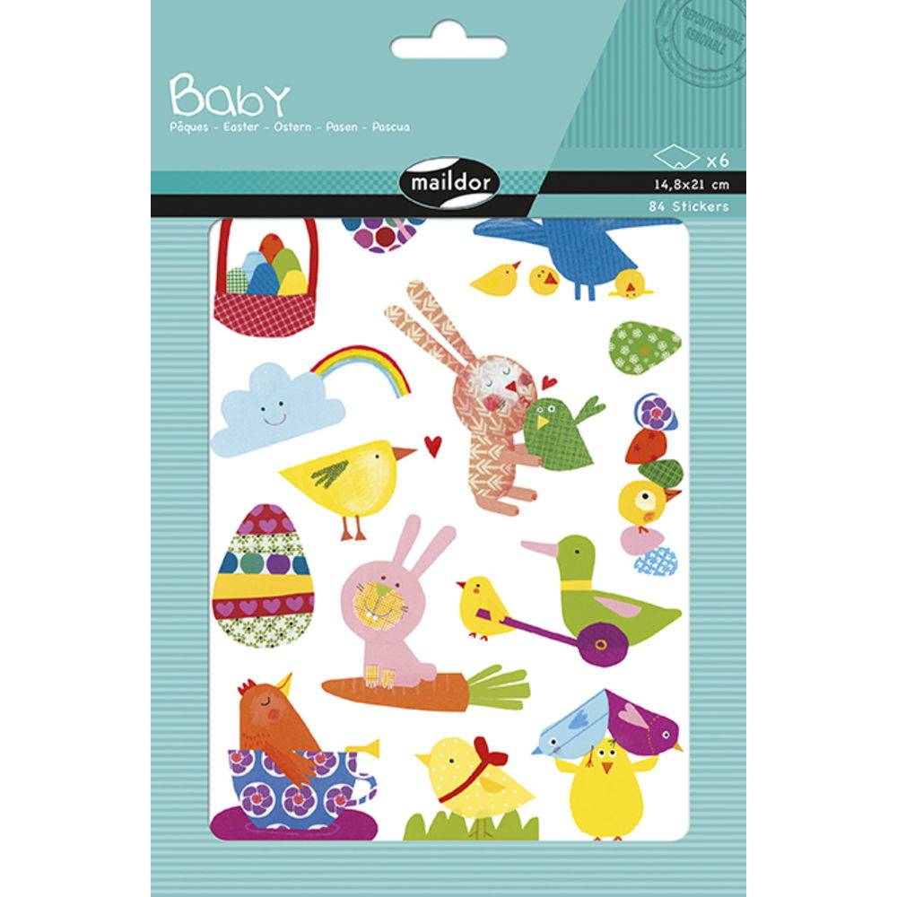 Maildor 10x Baby, 6 Stickerbogen 14,8x21cm, Ostern - Mehrfarbig AE033O