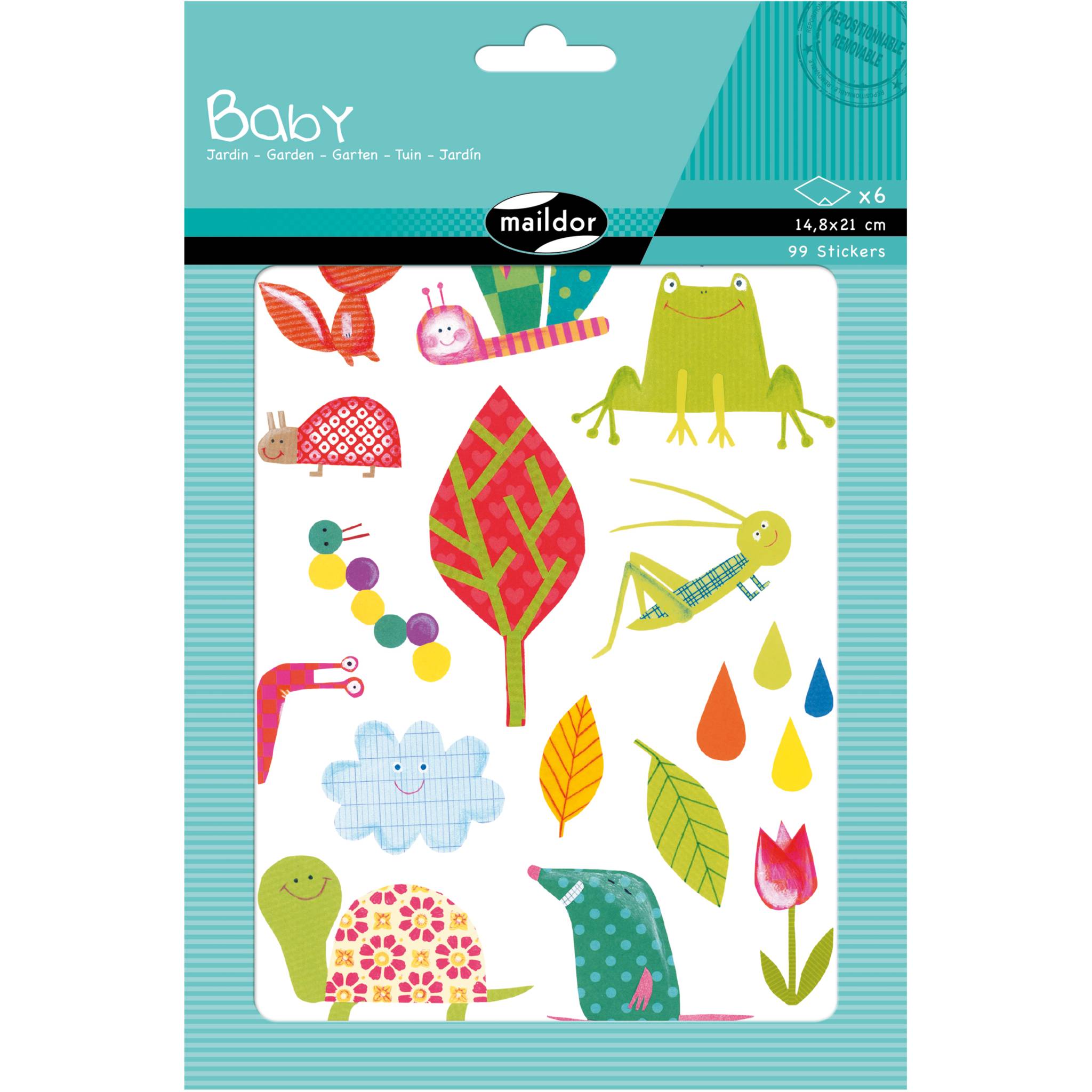 Maildor 10x Baby, 6 Stickerbogen 14,8x21cm, Garten - Mehrfarbig AE036O