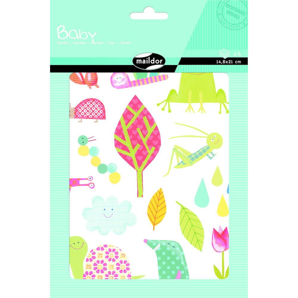 Maildor 10x Baby, 6 Stickerbogen 14,8x21cm, Garten - Mehrfarbig AE036O