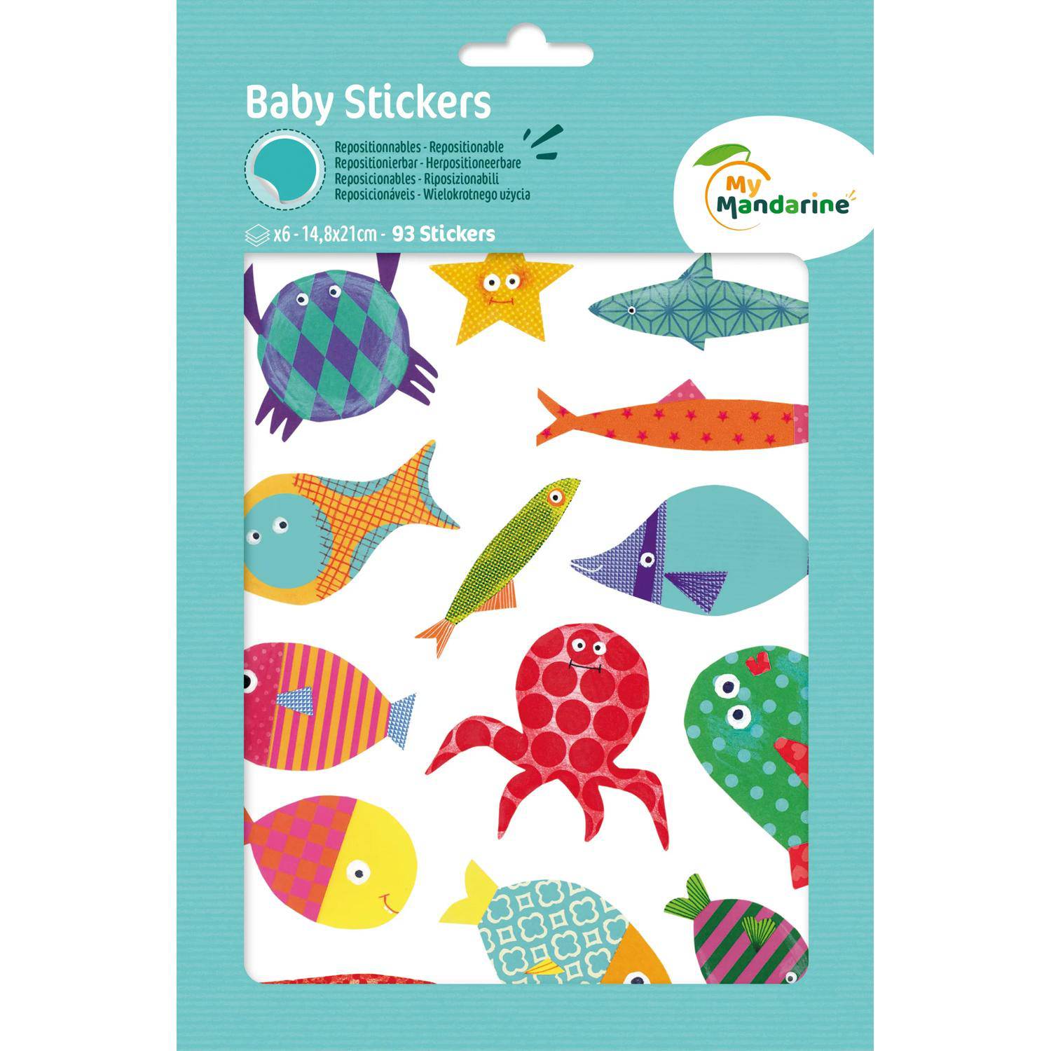 Maildor 10x Baby, 6 Stickerbogen 14,8x21cm, Fische - Mehrfarbig AE037O