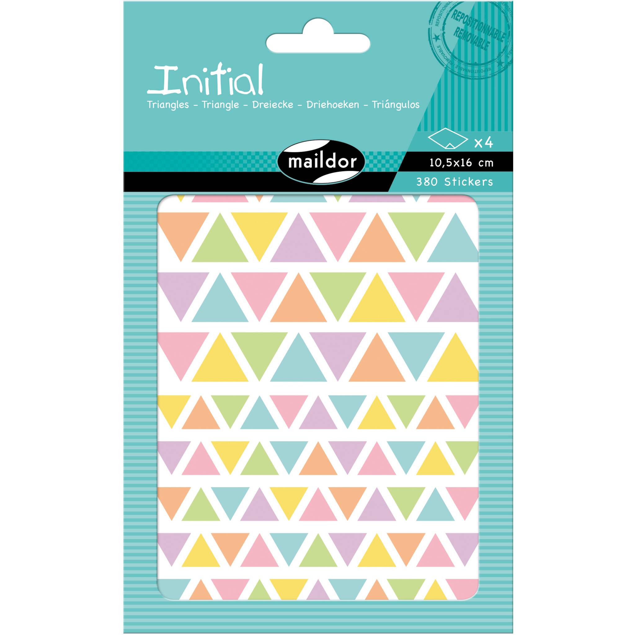 Maildor 10x Initial, 4 Stickerbogen 10,5x16cm, Dreiecke - Mehrfarbig AE045O