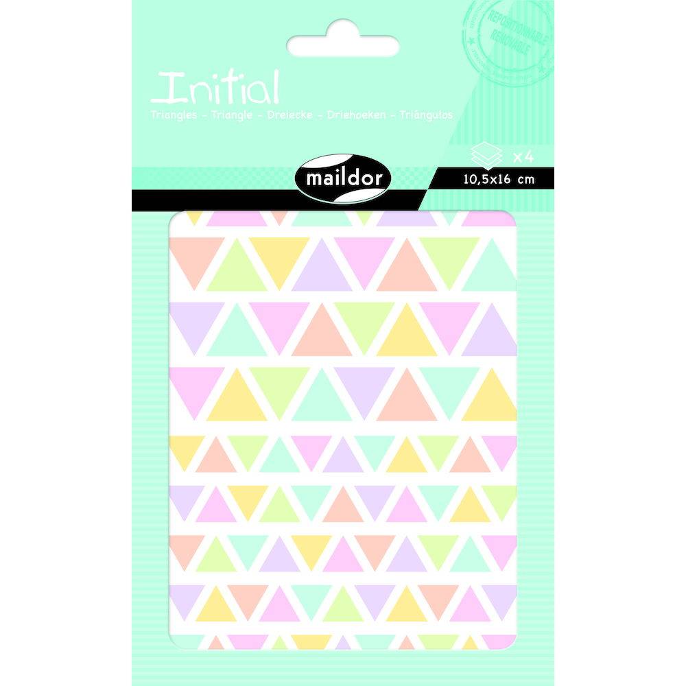 Maildor 10x Initial, 4 Stickerbogen 10,5x16cm, Dreiecke - Mehrfarbig AE045O