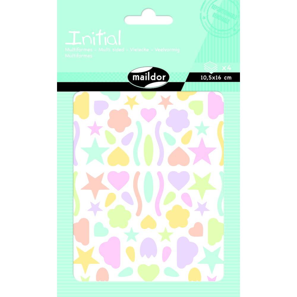 Maildor 10x Initial, 4 Bogen 10,5x16cm, Formen, bunt - Mehrfarbig AE046O