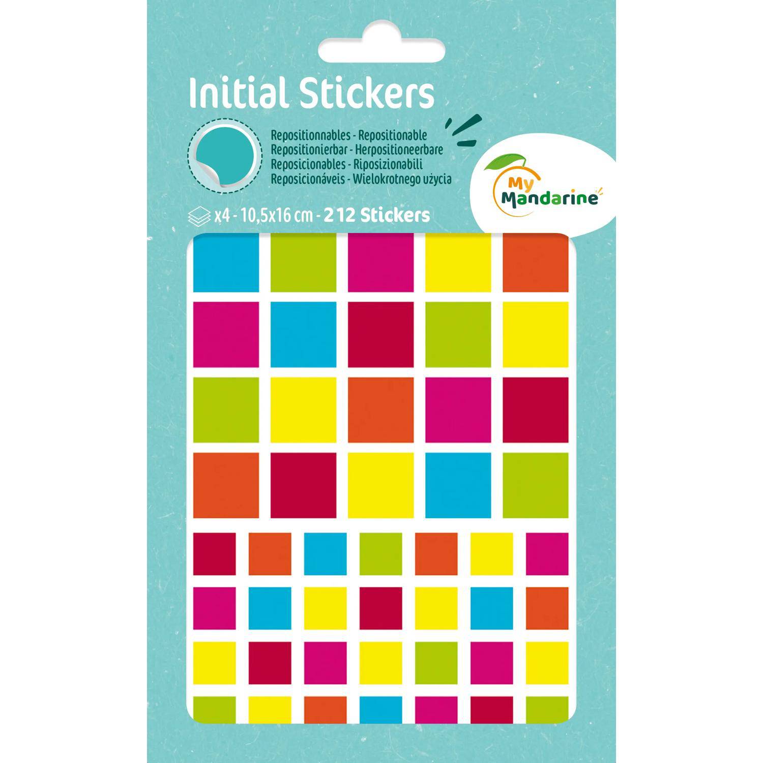 Maildor 10x Initial, 4 Stickerbogen 10,5x16cm, Quadrate - Mehrfarbig AE043O