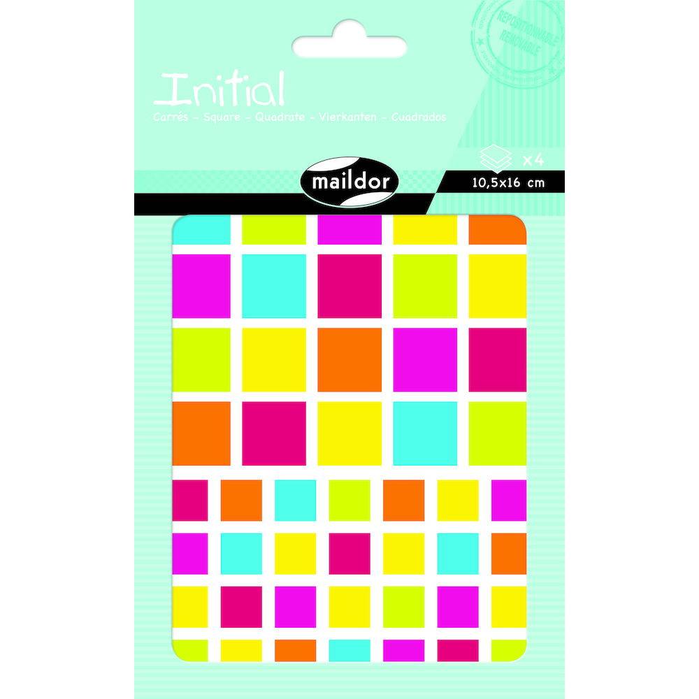 Maildor 10x Initial, 4 Stickerbogen 10,5x16cm, Quadrate - Mehrfarbig AE043O