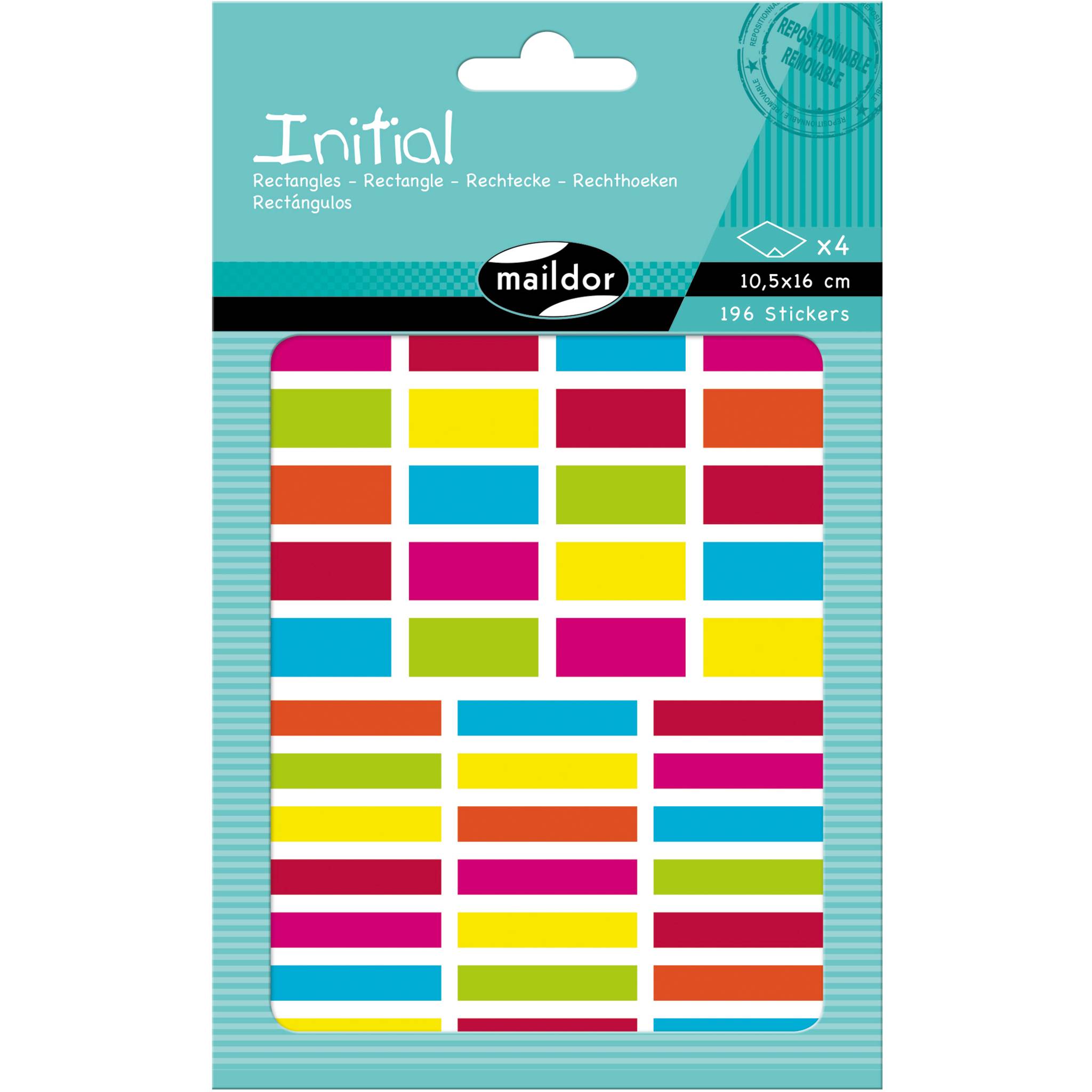 Maildor 10x Initial, 4 Stickerbogen 10,5x16cm, Rechtecke - Mehrfarbig AE044O