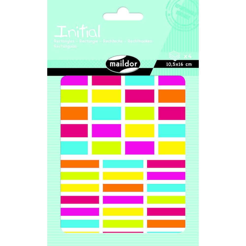 Maildor 10x Initial, 4 Stickerbogen 10,5x16cm, Rechtecke - Mehrfarbig AE044O