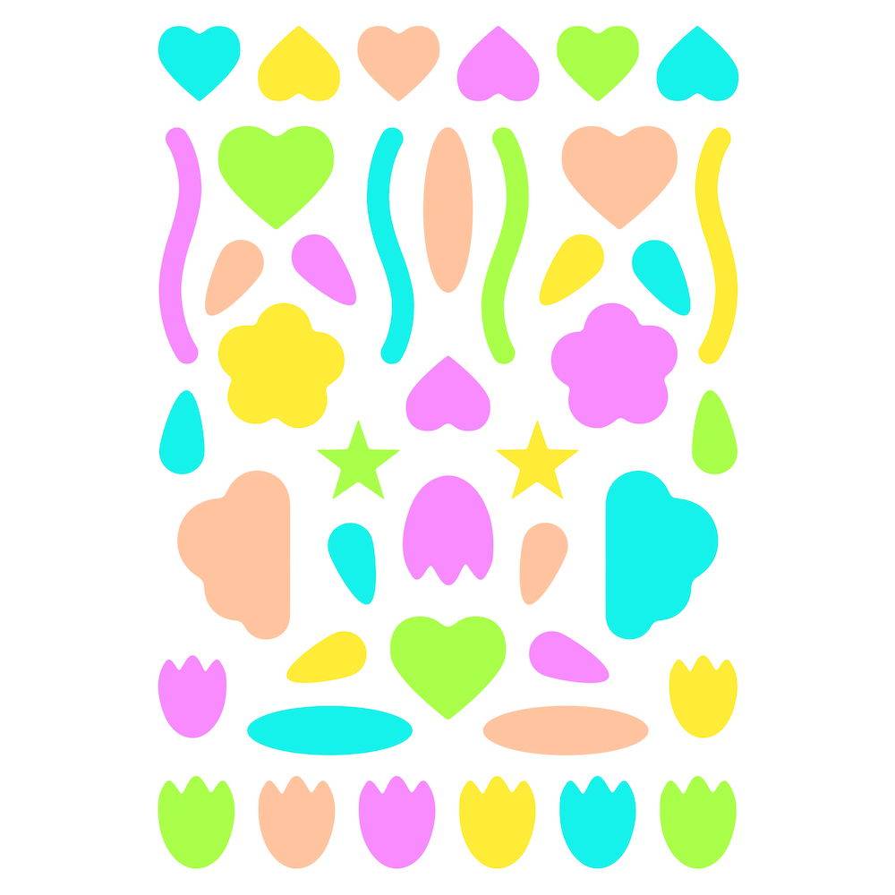 Maildor 10x Baby, 6 Bogen 14,8x21cm, Verschiedene Formen, neon Mehrfarbig AE049O