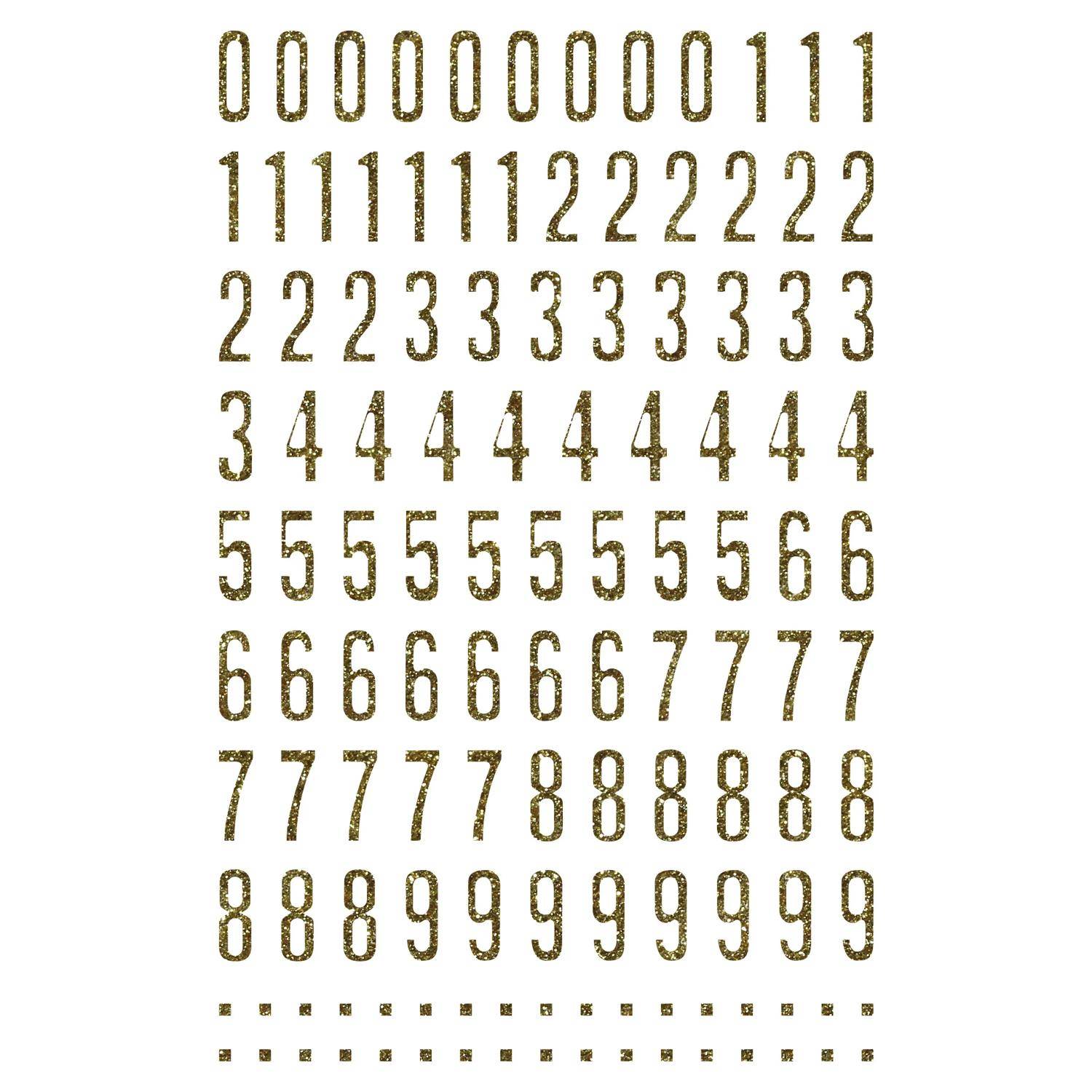Maildor 10x Glitty, 2 Stickerbogen 10,5x16cm, Alphabet/Zahlen, gold Gold AE070O