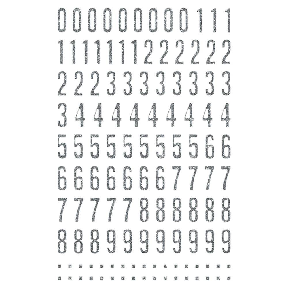 Maildor 10x Glitty, 2 Stickerbogen 10,5x16cm, Alphabet/Zahlen, silber AE071O