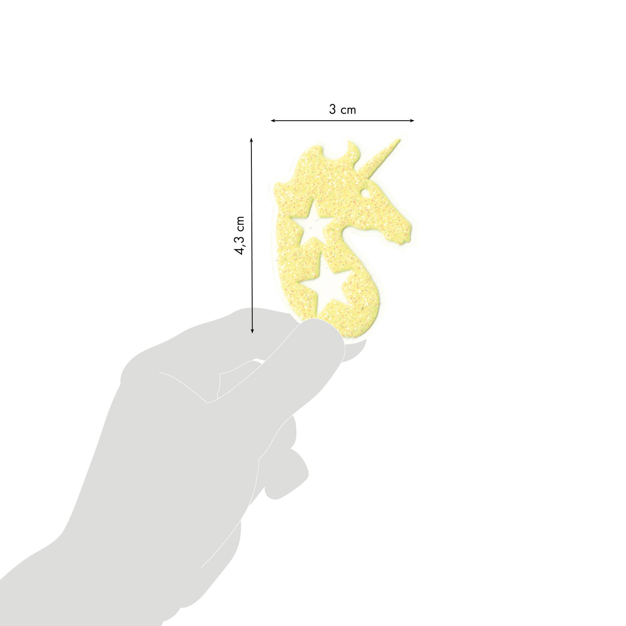 Maildor 10x Phospho' Stick, 2 Stickerbogen 10,5x16cm, Einhörner Neongelb AE079O
