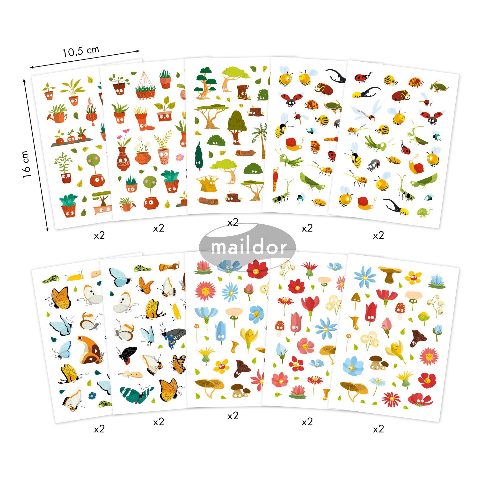 Maildor 5x Book Stick A6 Botanik - Mehrfarbig AE196C