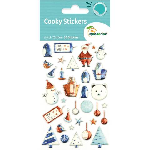 Maildor 10x Sticker Cooky, 1 Bogen 7,5x12cm, Weihnacht blau - Mehrfarbig CY041O