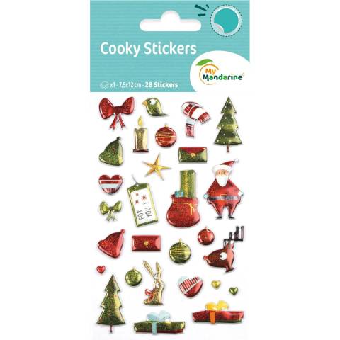 Maildor 10x Sticker Cooky, 1 Bogen 7,5x12cm, Weihnachten Mehrfarbig CY042O