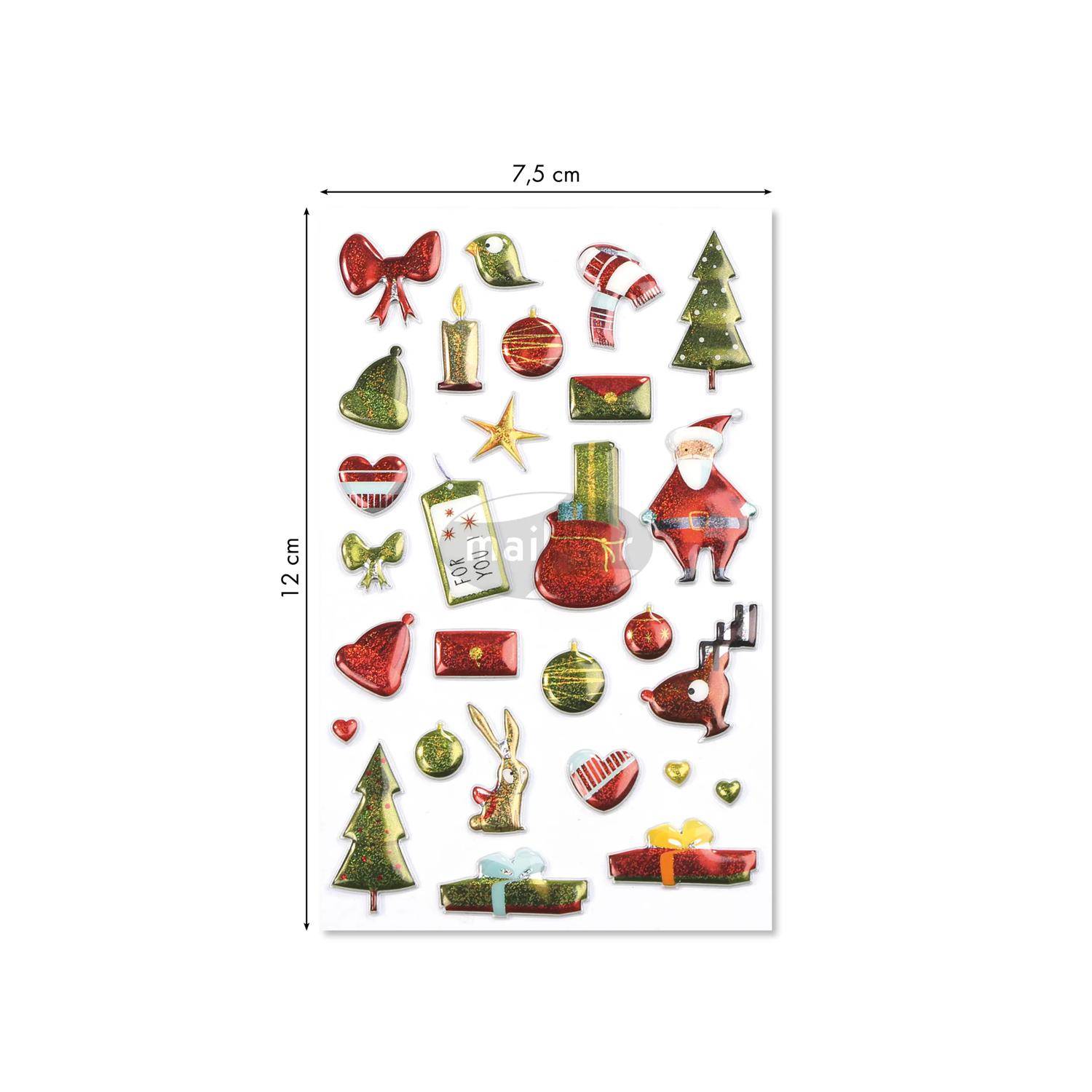 Maildor 10x Sticker Cooky, 1 Bogen 7,5x12cm, Weihnachten Mehrfarbig CY042O