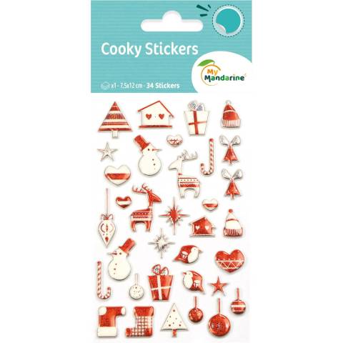Maildor 10x Sticker Cooky, 1 Bogen 7,5x12cm, Weihnachten Mehrfarbig CY043O