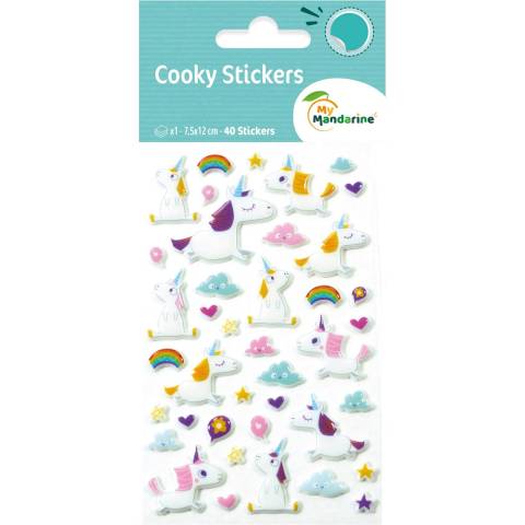 Maildor 10x Cooky, 1 Stickerbogen 7,5x12cm, Einhörner - Mehrfarbig CY063O