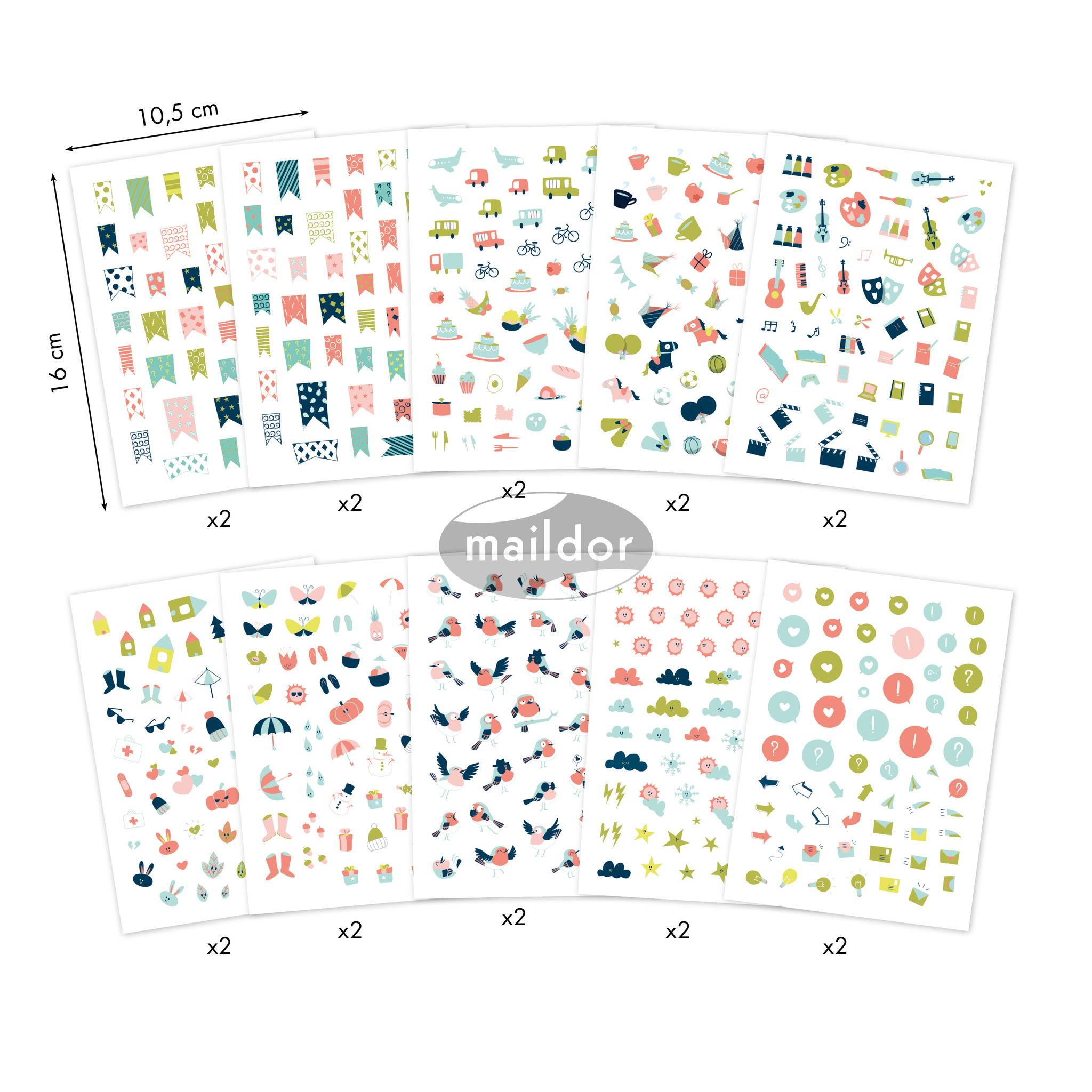 Maildor 5x Book Stick A6 Journal - Mehrfarbig AE195C