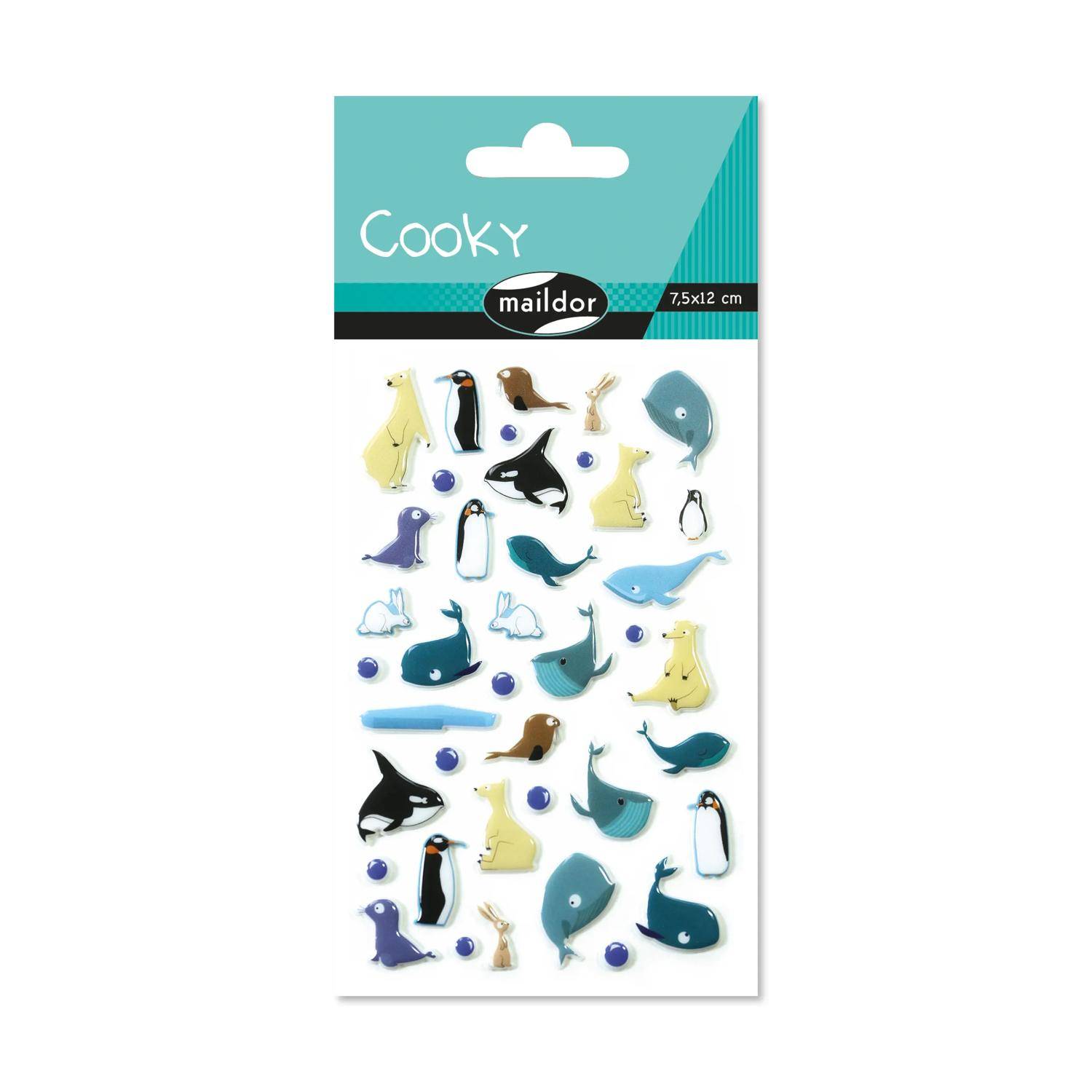 Maildor 10x Cooky, 1 Stickerbogen 7,5x12cm, Packeis - Mehrfarbig CY061O
