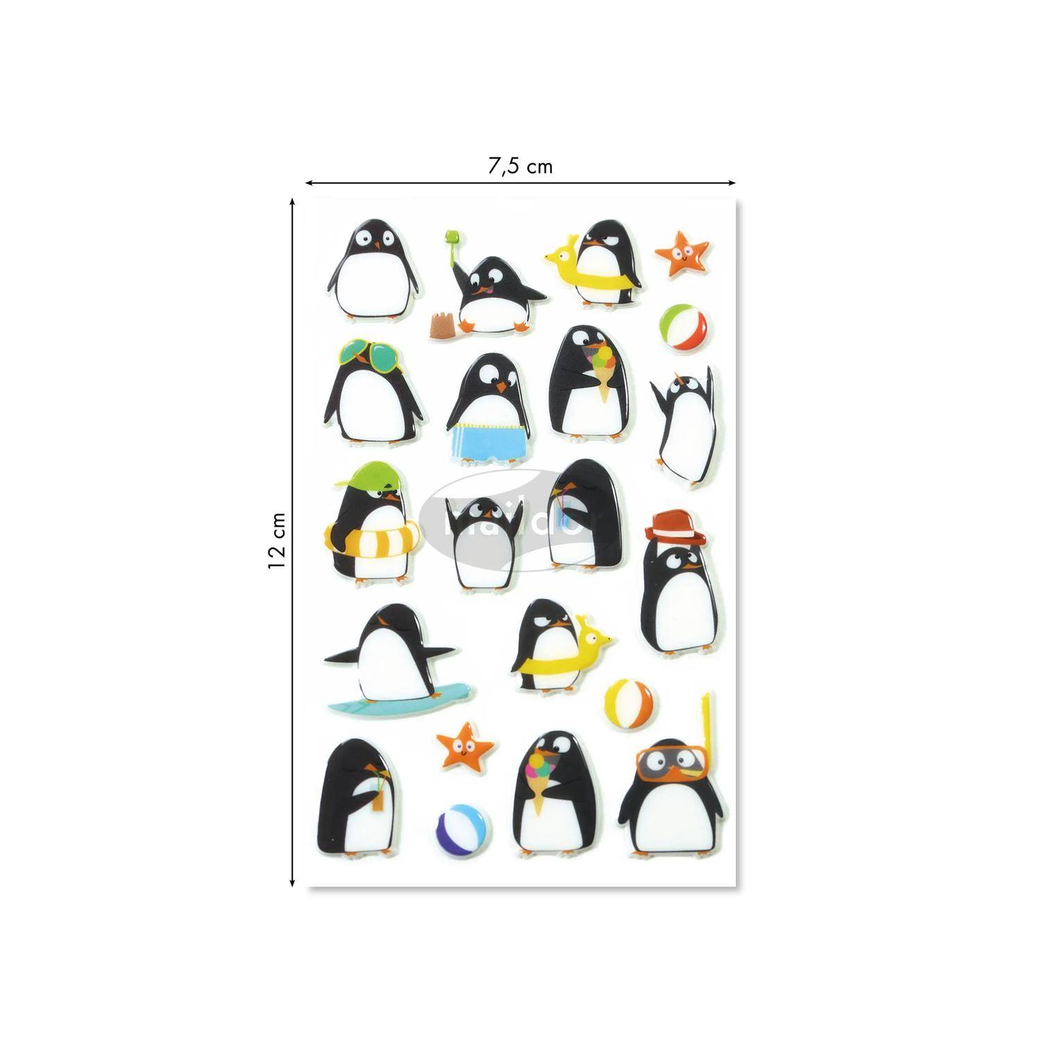 Maildor 10x Cooky, 1 Stickerbogen 7,5x12cm, Pinguine - Mehrfarbig CY062O