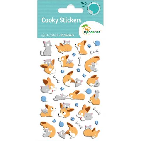 Maildor 10x Cooky, 1 Stickerbogen 7,5x12cm, Kleine Hunde - Mehrfarbig CY014O