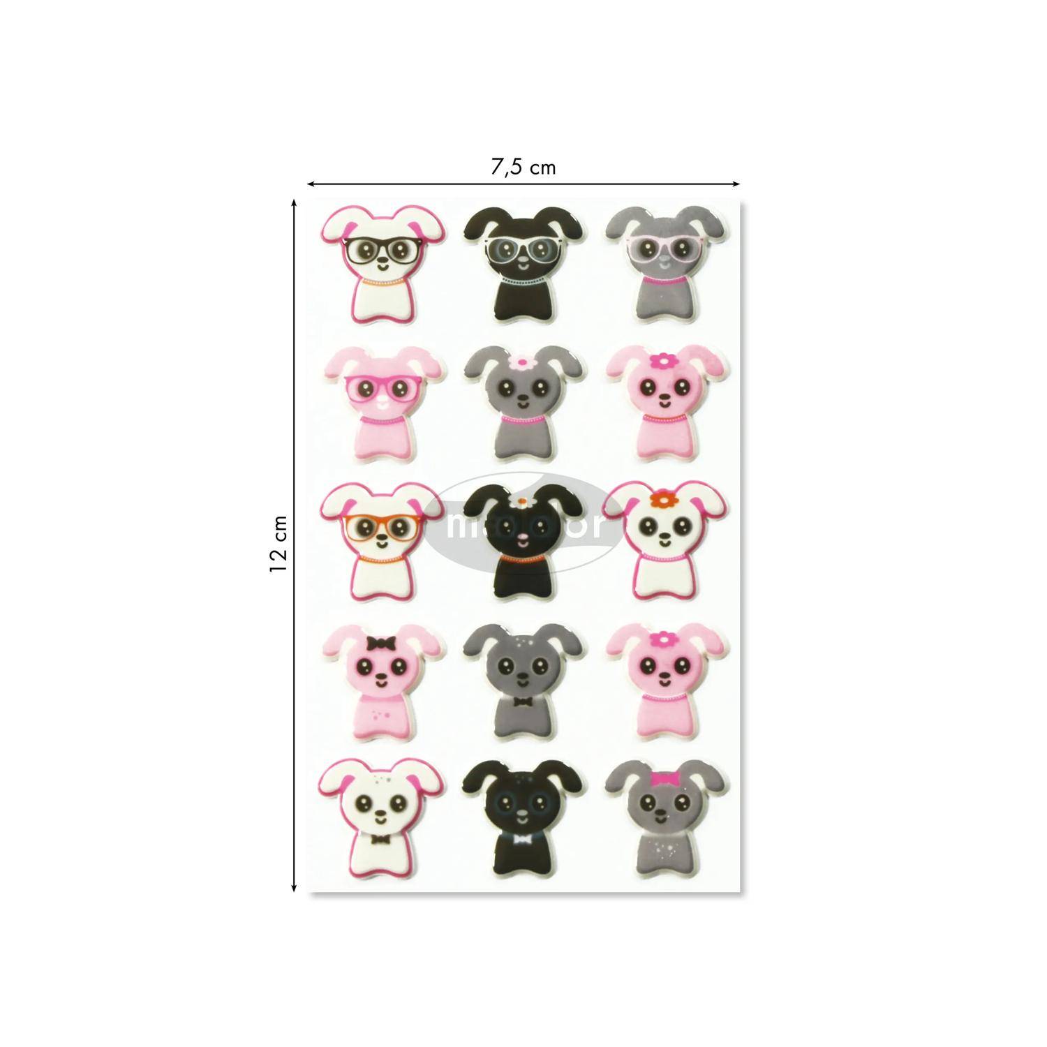 Maildor 10x Cooky, 1 Stickerbogen 7,5x12cm, Kleine Hunde - Mehrfarbig CY014O