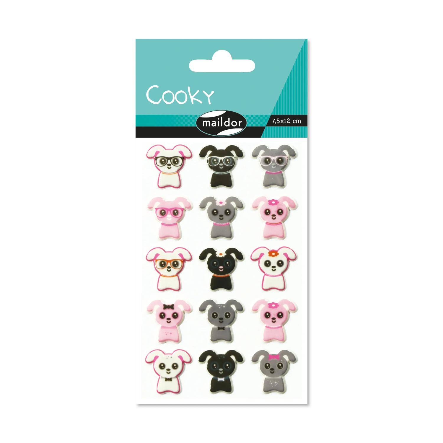 Maildor 10x Cooky, 1 Stickerbogen 7,5x12cm, Kleine Hunde - Mehrfarbig CY014O