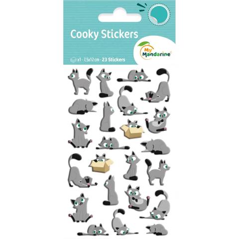 Maildor 10x Cooky, 1 Stickerbogen 7,5x12cm, Kleine Katzen - Mehrfarbig CY015O