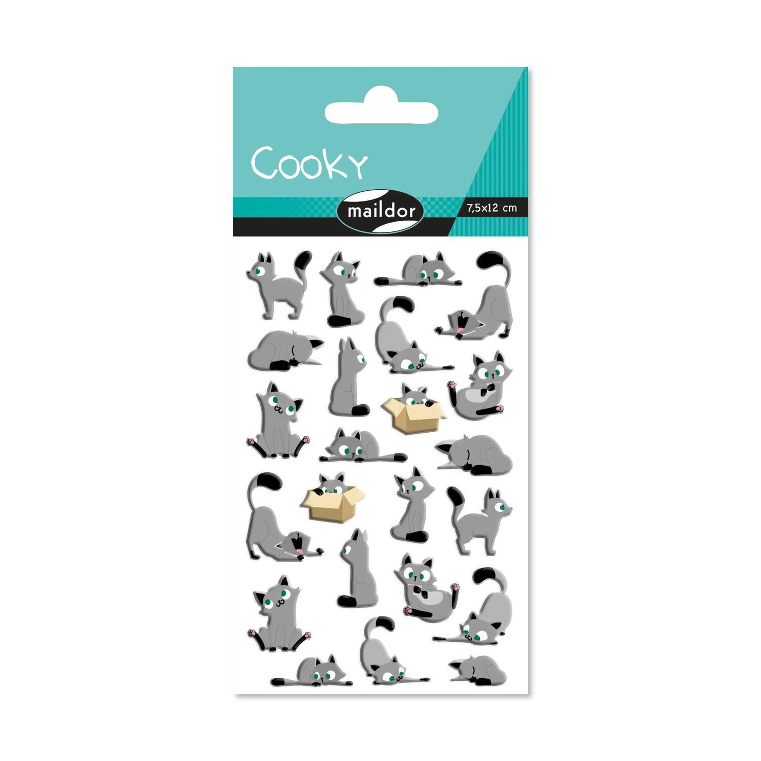 Maildor 10x Cooky, 1 Stickerbogen 7,5x12cm, Kleine Katzen - Mehrfarbig CY015O